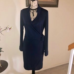 Navy Blue classic wrap around dress